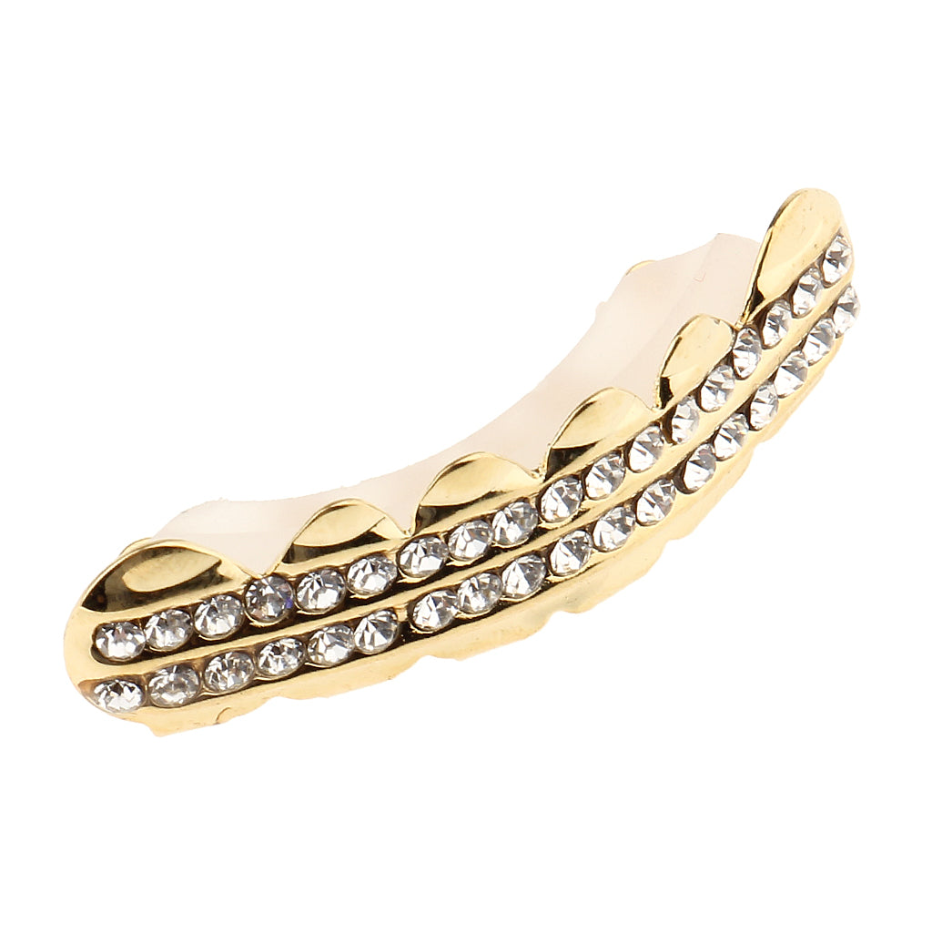 Double Zircon Drill Top Bottom Grill Hip Hop Mouth Teeth Grills Caps Gold