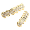 Double Zircon Drill Top Bottom Grill Hip Hop Mouth Teeth Grills Caps Gold