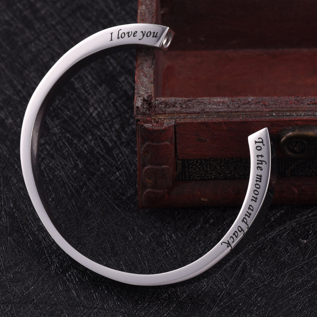 Stainless Steel Cremation Bracelet I Love You To The Moon and Back