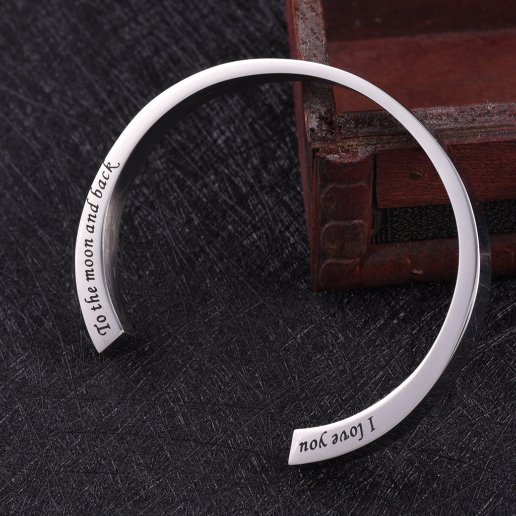 Stainless Steel Cremation Bracelet I Love You To The Moon and Back