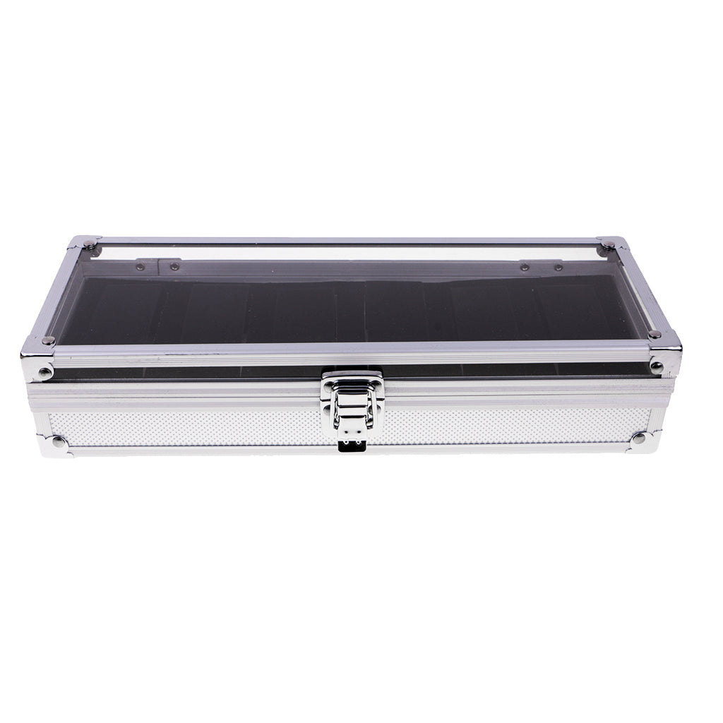 Watch Box Watch Case Aluminum Glass Top Jewelry Case Organizer 6 Slots