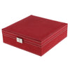 Two-Layer Velvet Jewelry Box Case Holder Storage Organizer with Lock Red