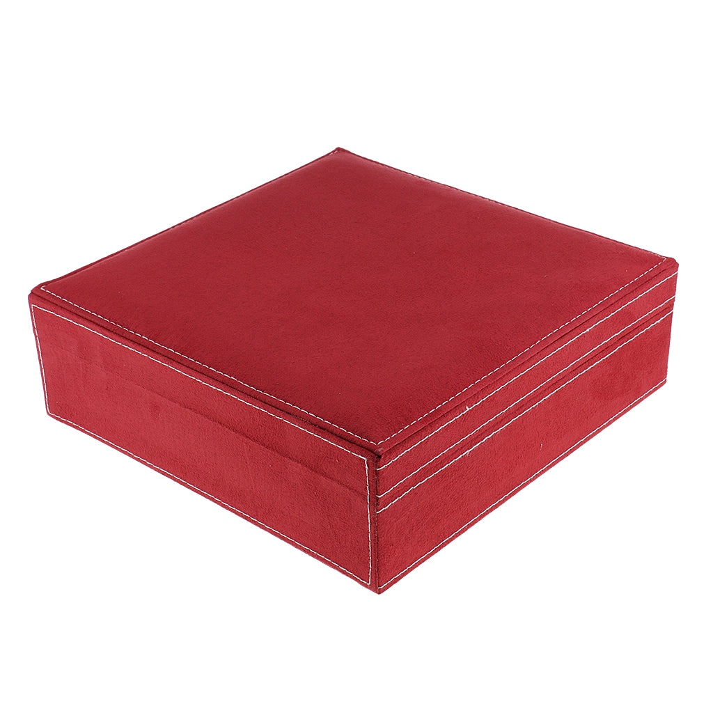 Two-Layer Velvet Jewelry Box Case Holder Storage Organizer with Lock Red