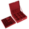 Two-Layer Velvet Jewelry Box Case Holder Storage Organizer with Lock Red