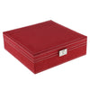 Two-Layer Velvet Jewelry Box Case Holder Storage Organizer with Lock Red