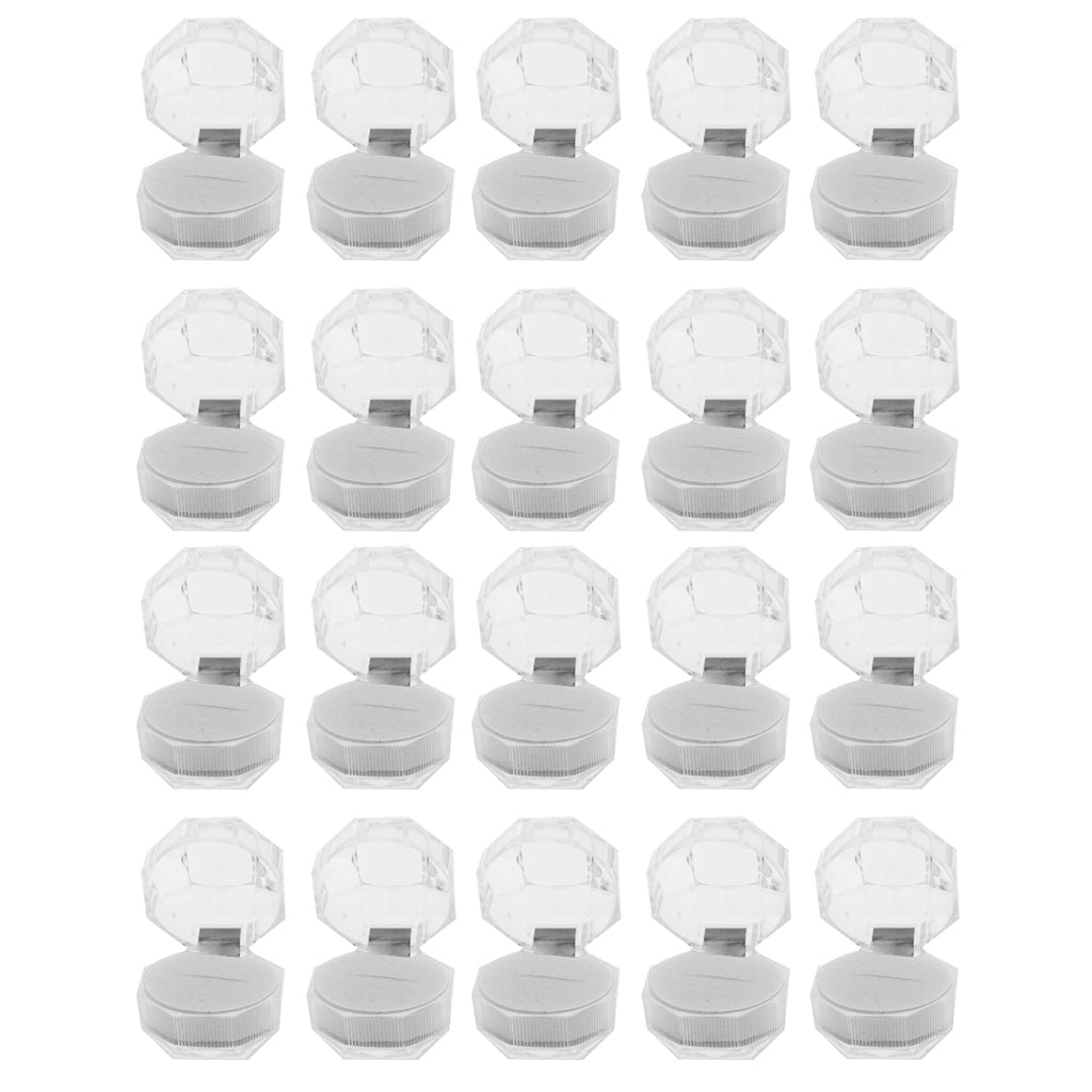 20 Pieces Acrylic Ring Earring Jewelry Storage Box Display Gift Case  White