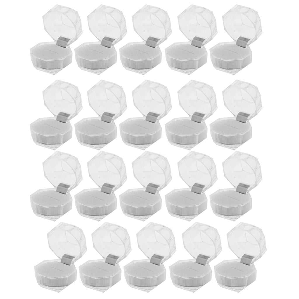 20 Pieces Acrylic Ring Earring Jewelry Storage Box Display Gift Case  White