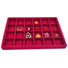 Rose Pink Velvet Jewelry Display Organizer Box Tray Showcase 24 Grids