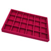 Rose Pink Velvet Jewelry Display Organizer Box Tray Showcase 24 Grids