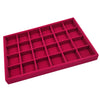 Rose Pink Velvet Jewelry Display Organizer Box Tray Showcase 24 Grids