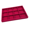 Rose Pink Velvet Jewelry Display Organizer Box Tray Showcase 12 Grids