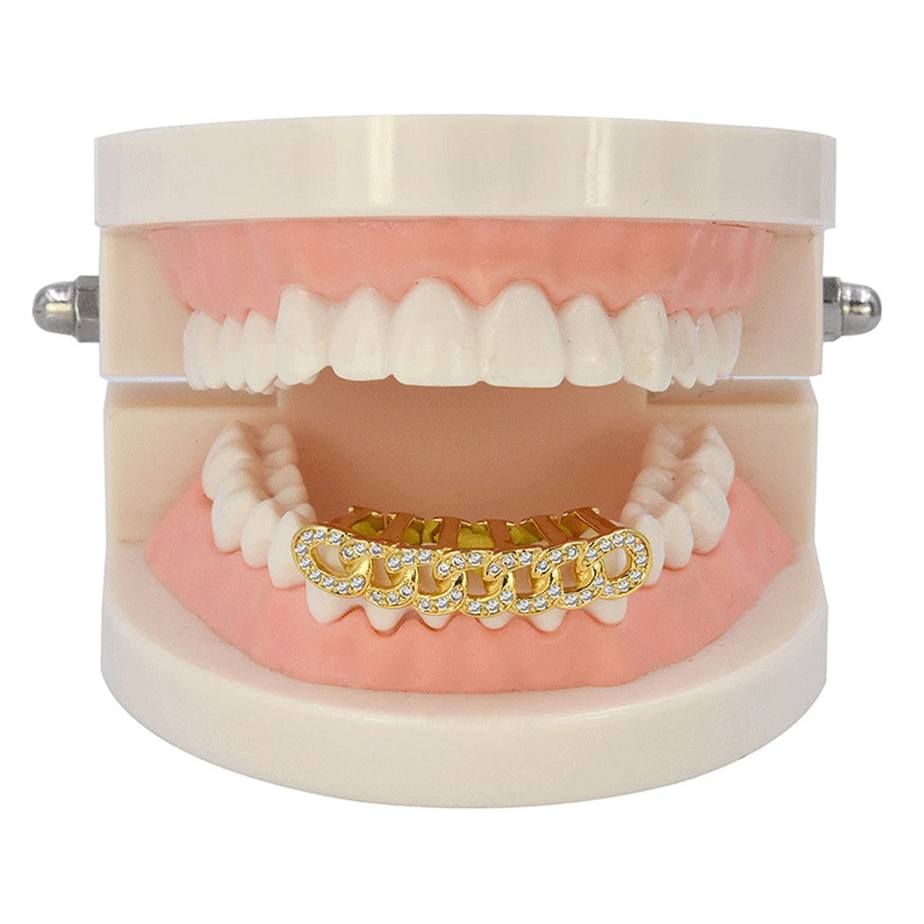 18K Golden Plated Top Mouth Teeth Cap Rapper Halloween Costume Gold