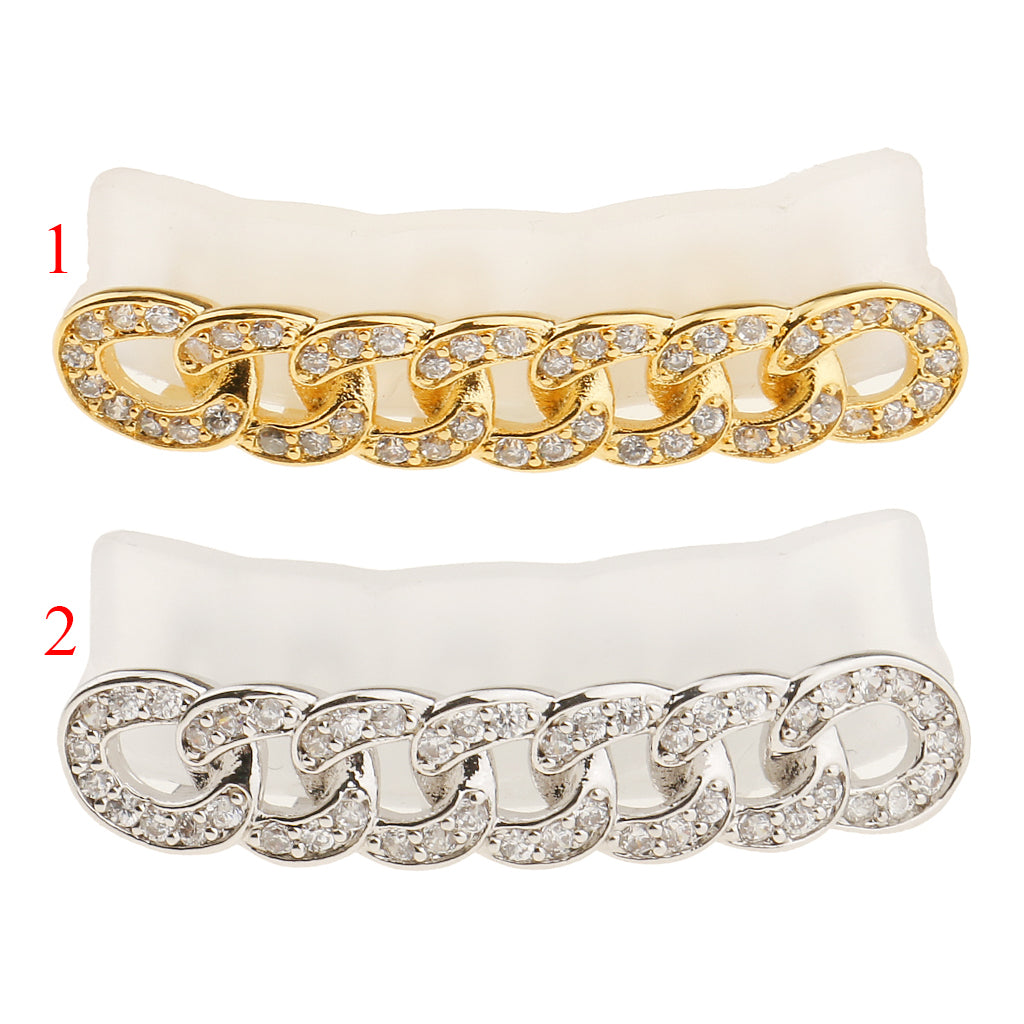 18K Golden Plated Top Mouth Teeth Cap Rapper Halloween Costume Gold