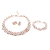 Pearl Crystal Necklace Earrings Bracelet Bridal Wedding Jewelry Set Gold