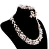 Pearl Crystal Necklace Earrings Bracelet Bridal Wedding Jewelry Set Gold