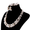 Pearl Crystal Necklace Earrings Bracelet Bridal Wedding Jewelry Set Gold