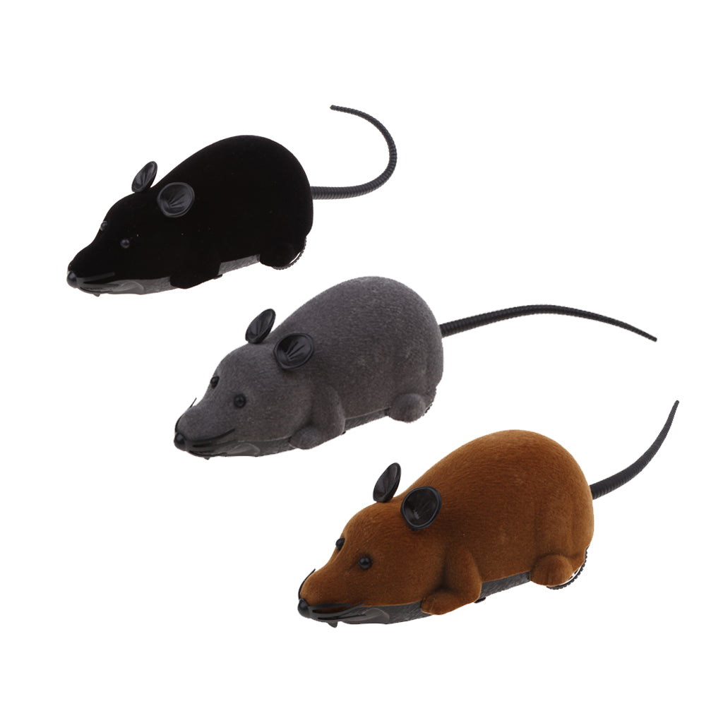 Moving Funny Wireless Electronic Remote Control Mouse Pets Cats Toy Black