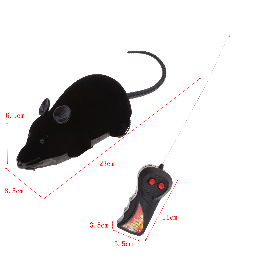 Moving Funny Wireless Electronic Remote Control Mouse Pets Cats Toy Black