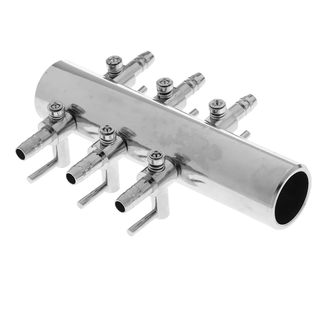 Stainless Steel Aquarium Dual Row Air Flow Valve Control Distributor 6 Way