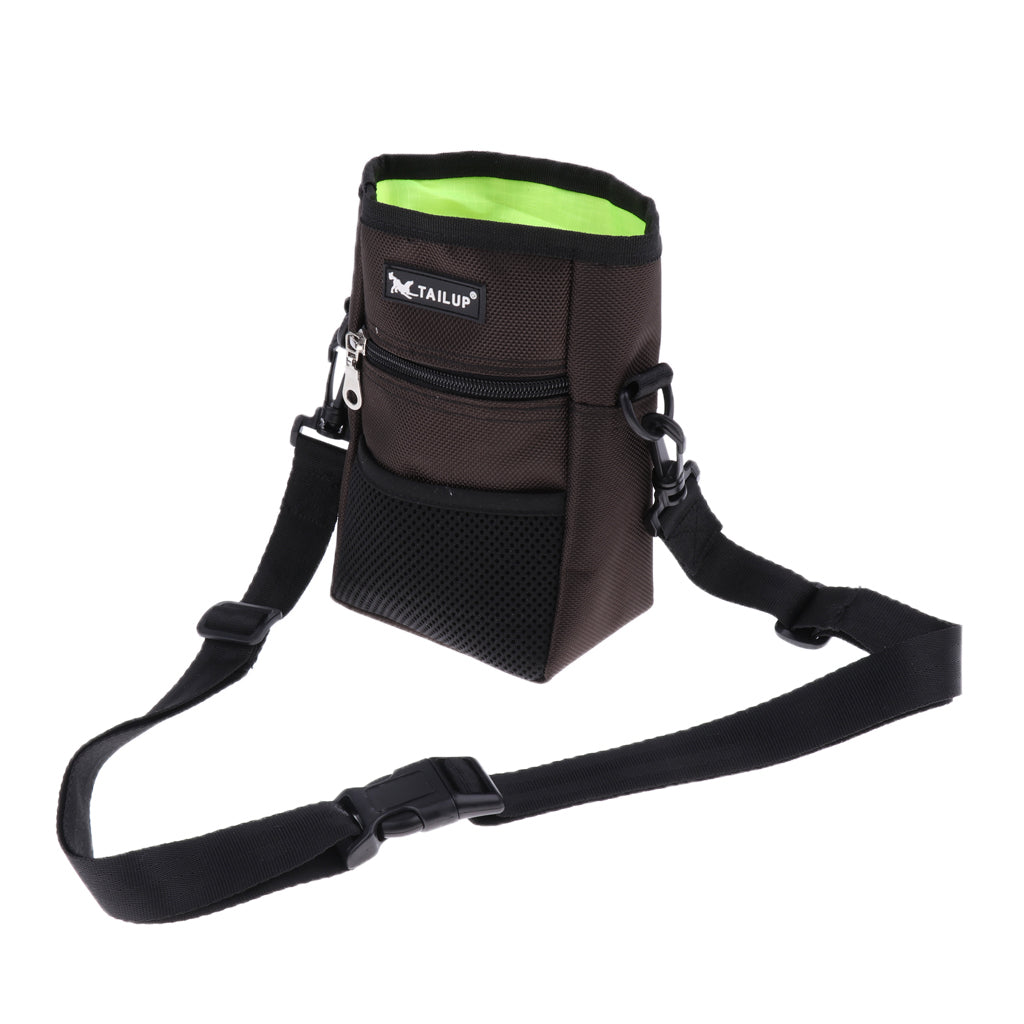 Dog Treat Pouch Training Bag with Adjustable Shoulder Strap Portable Bag Brown