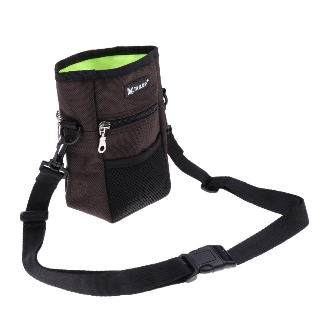 Dog Treat Pouch Training Bag with Adjustable Shoulder Strap Portable Bag Brown