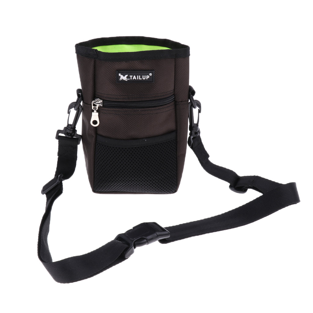 Dog Treat Pouch Training Bag with Adjustable Shoulder Strap Portable Bag Brown