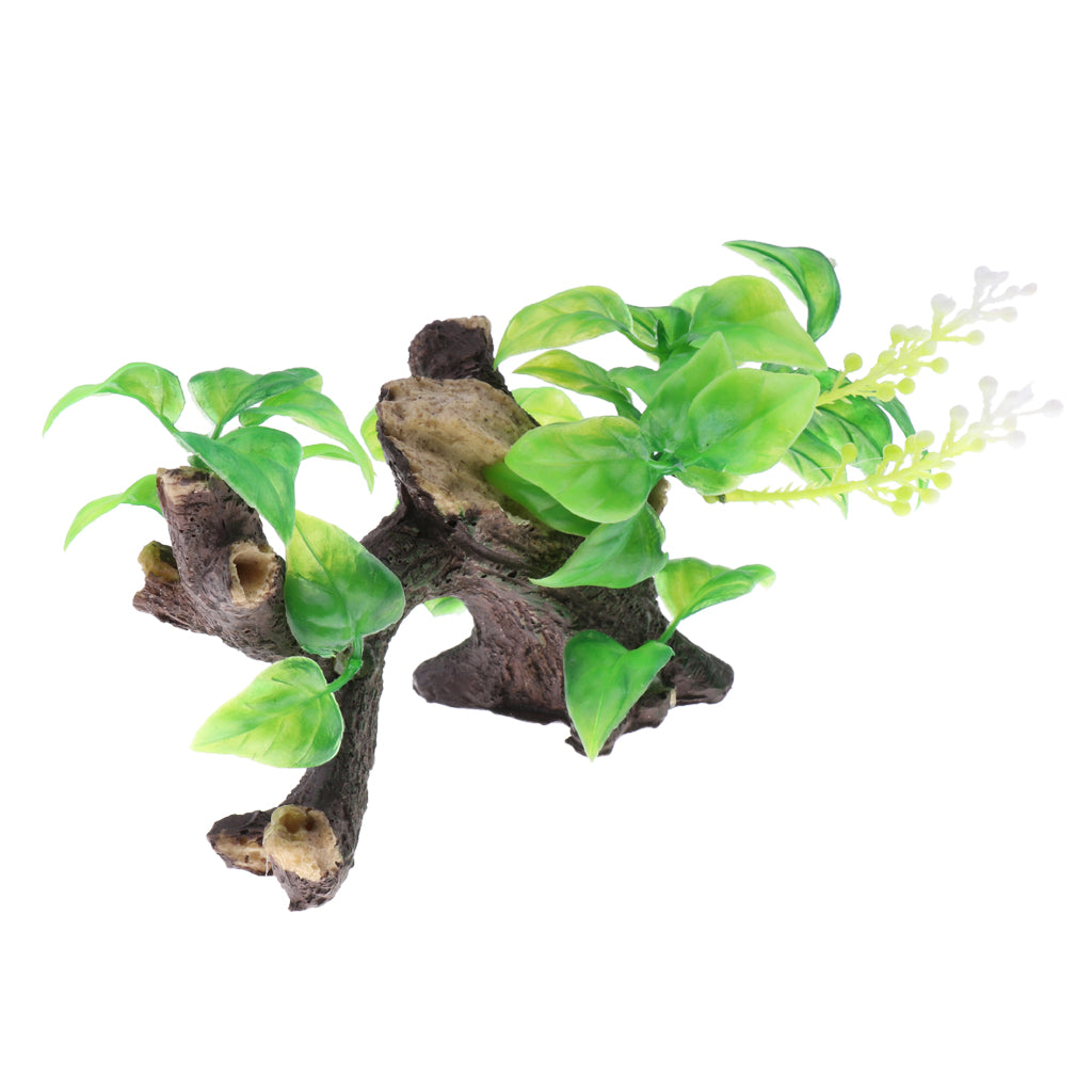 Artificial Plants Grass for Fish Tank Aquarium Ornament Plant  Driftwood #3