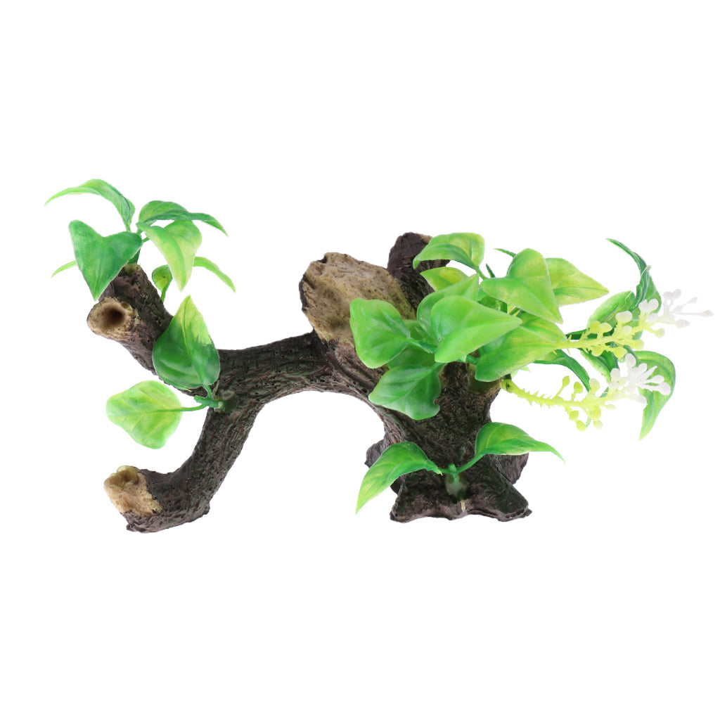 Artificial Plants Grass for Fish Tank Aquarium Ornament Plant  Driftwood #3