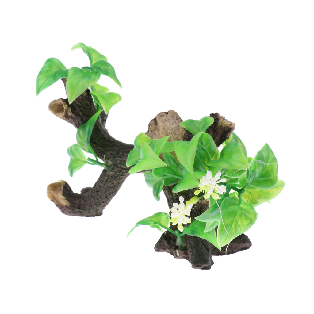 Artificial Plants Grass for Fish Tank Aquarium Ornament Plant  Driftwood #3