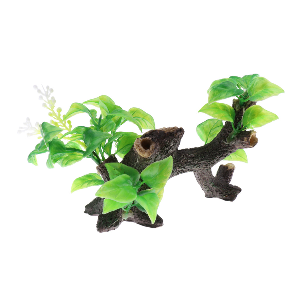 Artificial Plants Grass for Fish Tank Aquarium Ornament Plant  Driftwood #3