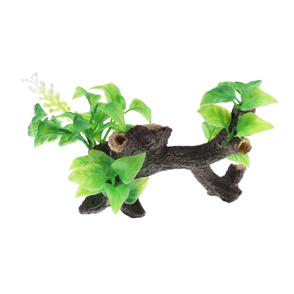 Artificial Plants Grass for Fish Tank Aquarium Ornament Plant  Driftwood #3