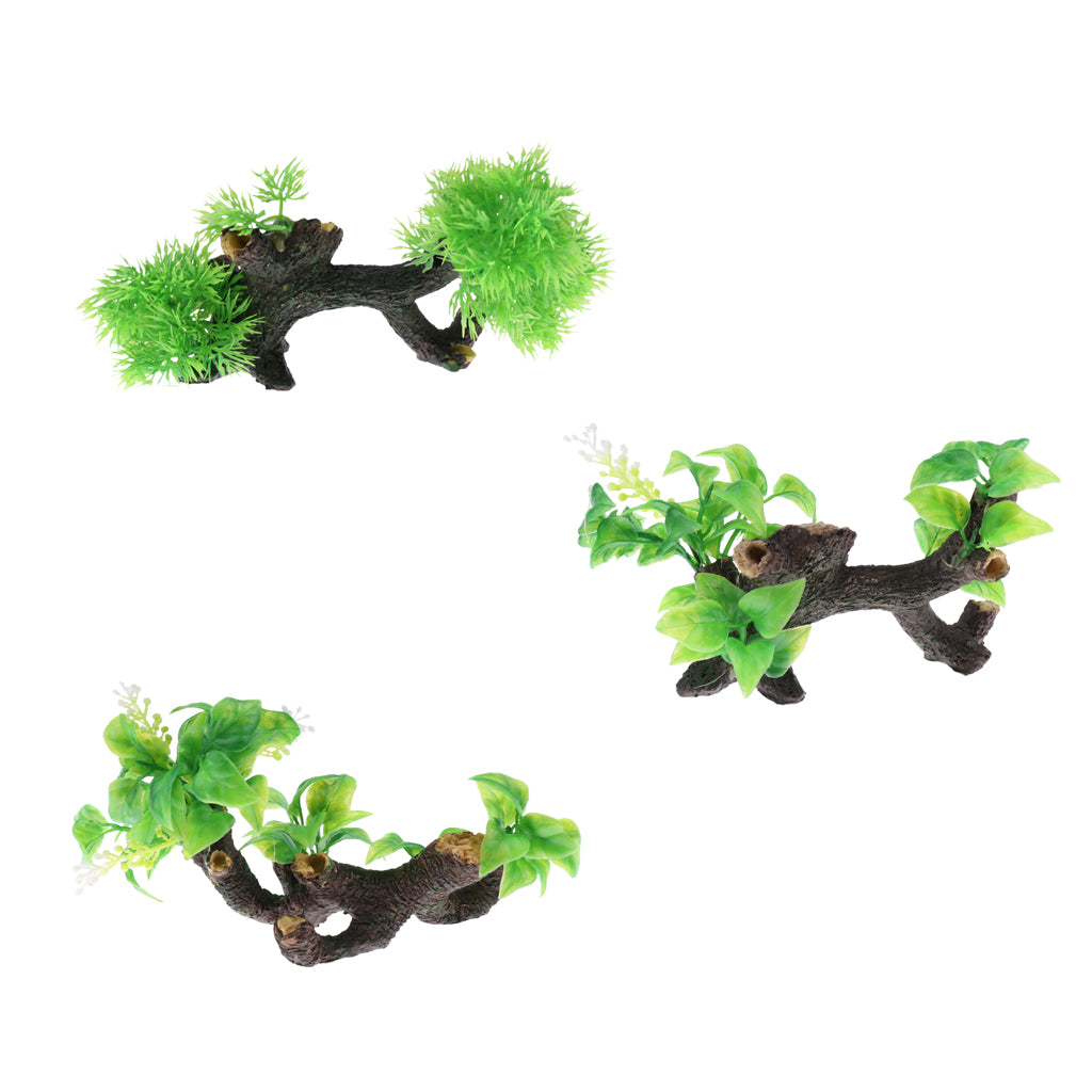 Artificial Plants Grass for Fish Tank Aquarium Ornament Plant  Driftwood #1