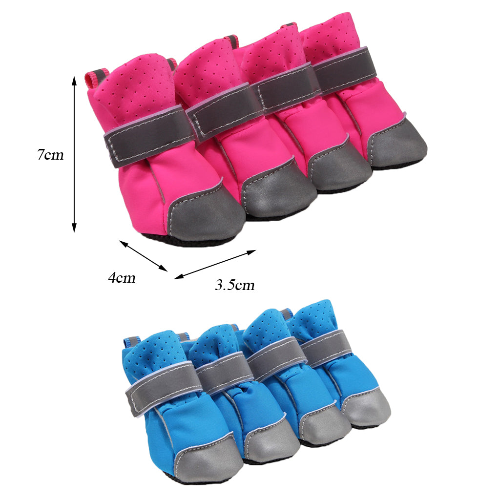 4 Pcs Dog Pet Breathable Boots Puppy Outdoor Warm Anti-Slip Shoes Rose S