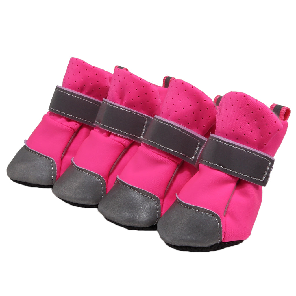 4 Pcs Dog Pet Breathable Boots Puppy Outdoor Warm Anti-Slip Shoes Rose S