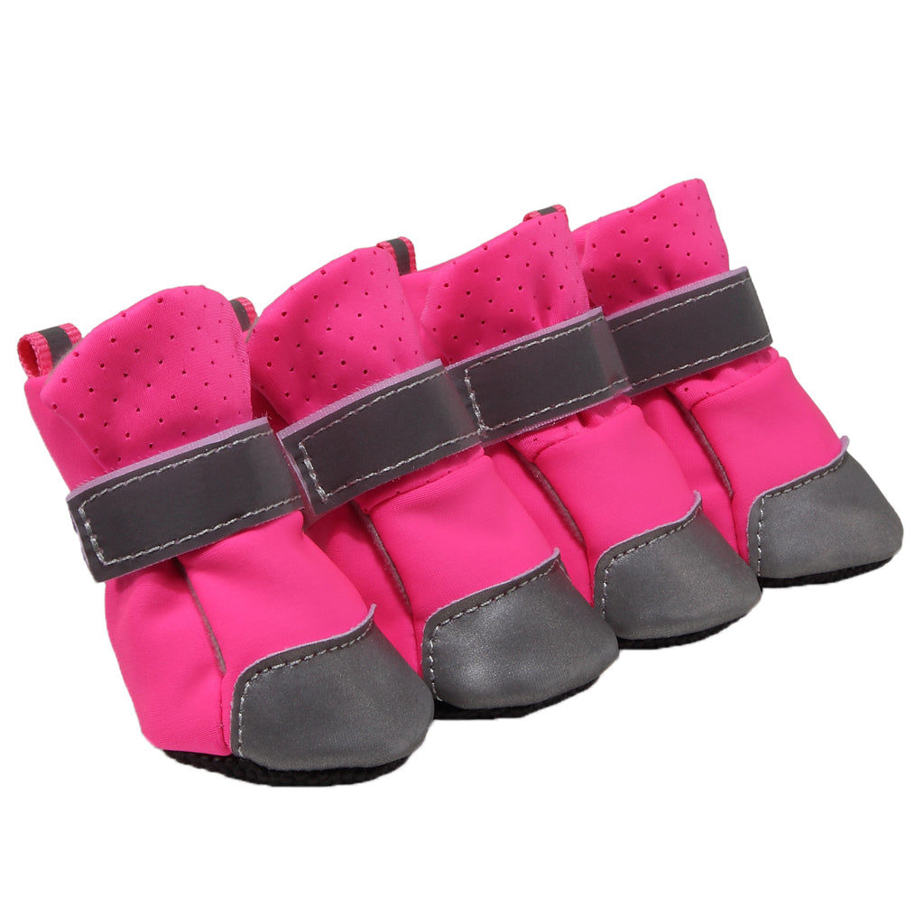 4 Pcs Dog Pet Breathable Boots Puppy Outdoor Warm Anti-Slip Shoes Rose S