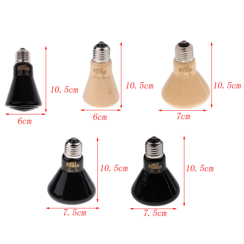 Infrared Ceramic Heat Lamp Pet Reptile Heat Emitter Bulb  Beige 50W