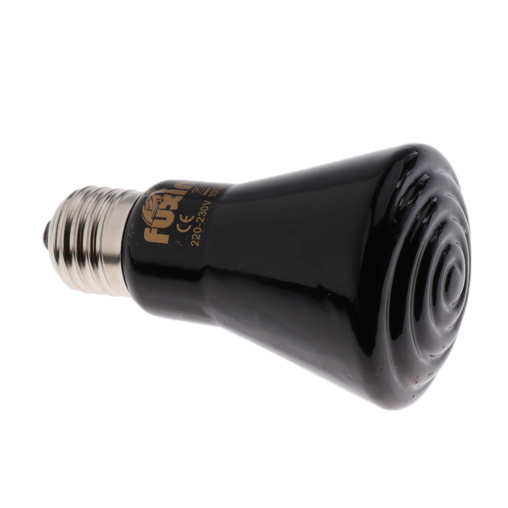 Infrared Ceramic Heat Lamp Pet Reptile Heat Emitter Bulb  Taper Black 100W