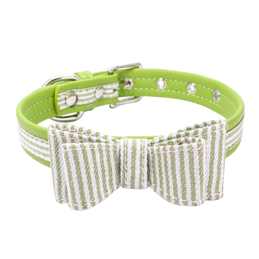 Adjustable Pet Puppy Dog Collar Safety Neck Buckle Strap Green - M