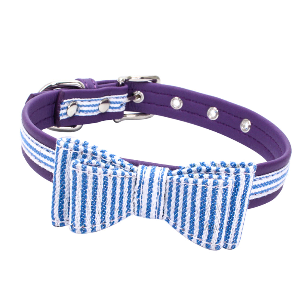 Adjustable Pet Puppy Dog Collar Safety Neck Buckle Strap Purple - M