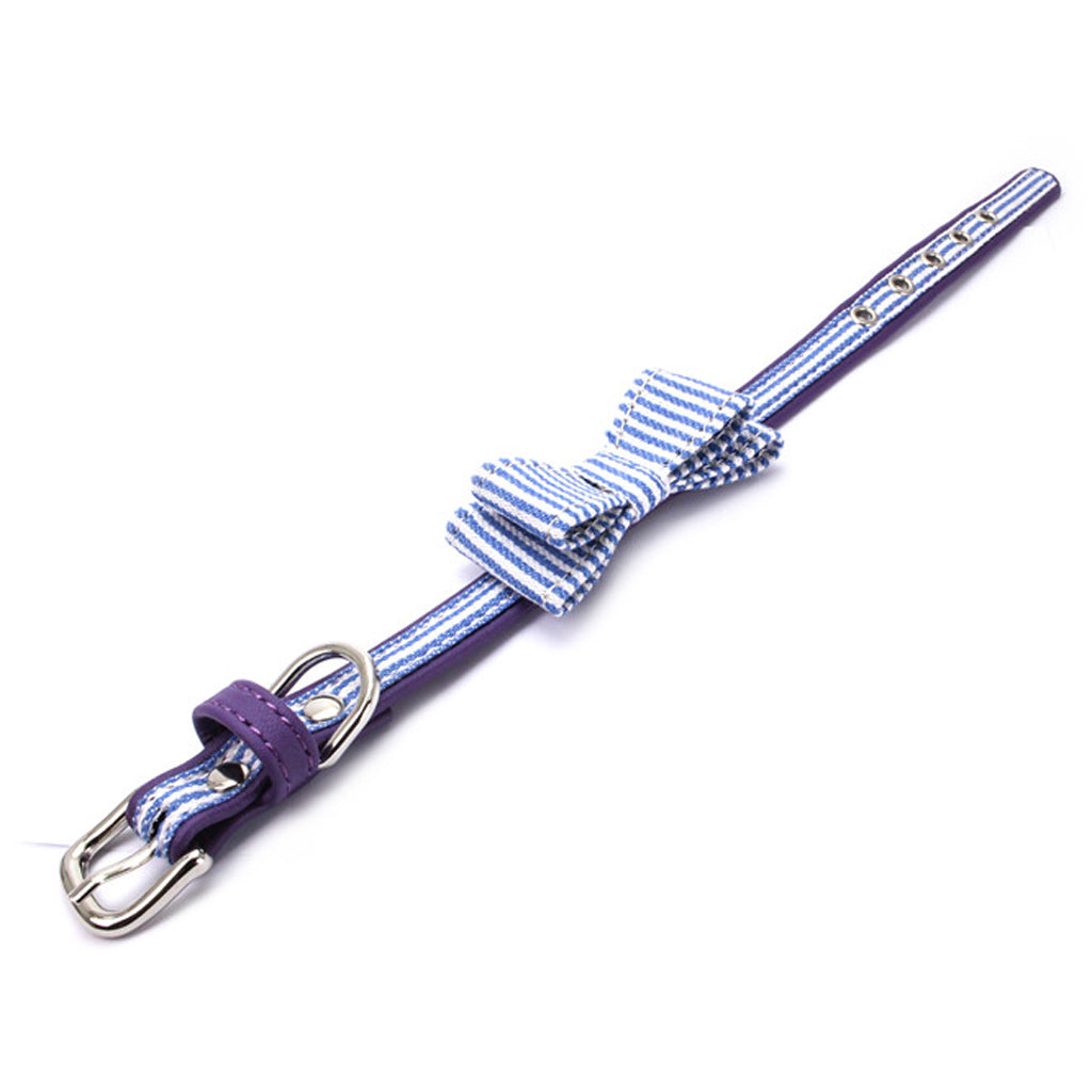 Adjustable Pet Puppy Dog Collar Safety Neck Buckle Strap Purple - M