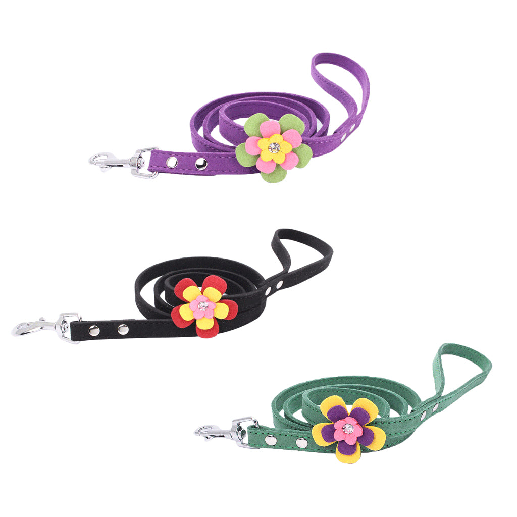 Adjustable Pet Puppy Flower Lead Leash Traction Rope For Dog Deep Purple S