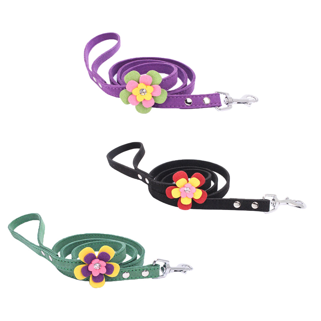 Adjustable Pet Puppy Flower Lead Leash Traction Rope For Dog Deep Purple S