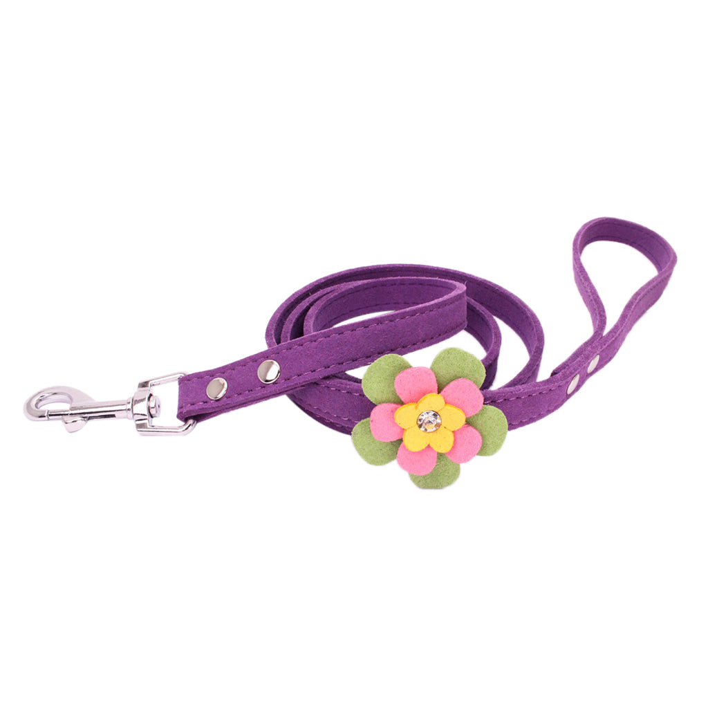 Adjustable Pet Puppy Flower Lead Leash Traction Rope For Dog Deep Purple S