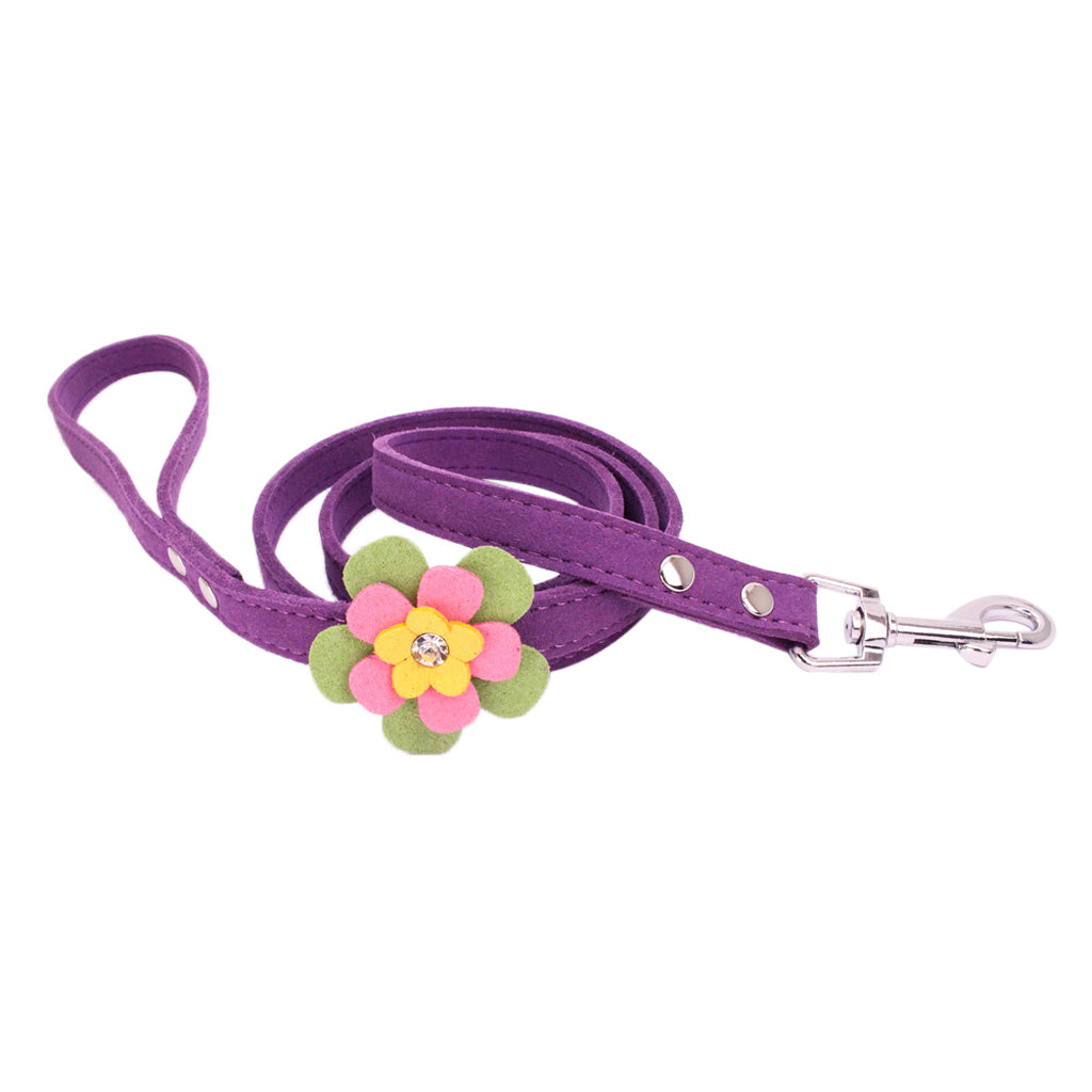 Adjustable Pet Puppy Flower Lead Leash Traction Rope For Dog Deep Purple S