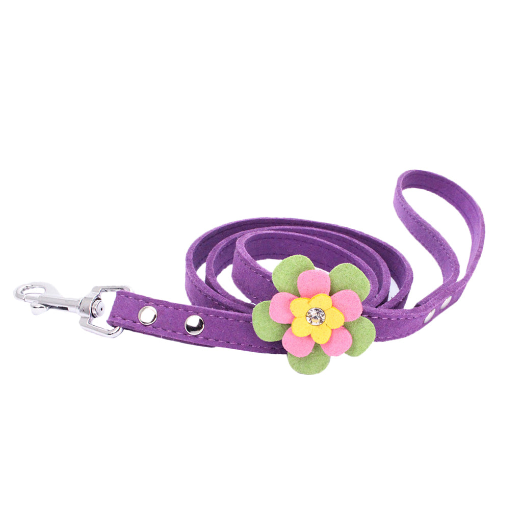 Adjustable Pet Puppy Flower Lead Leash Traction Rope For Dog Deep Purple S