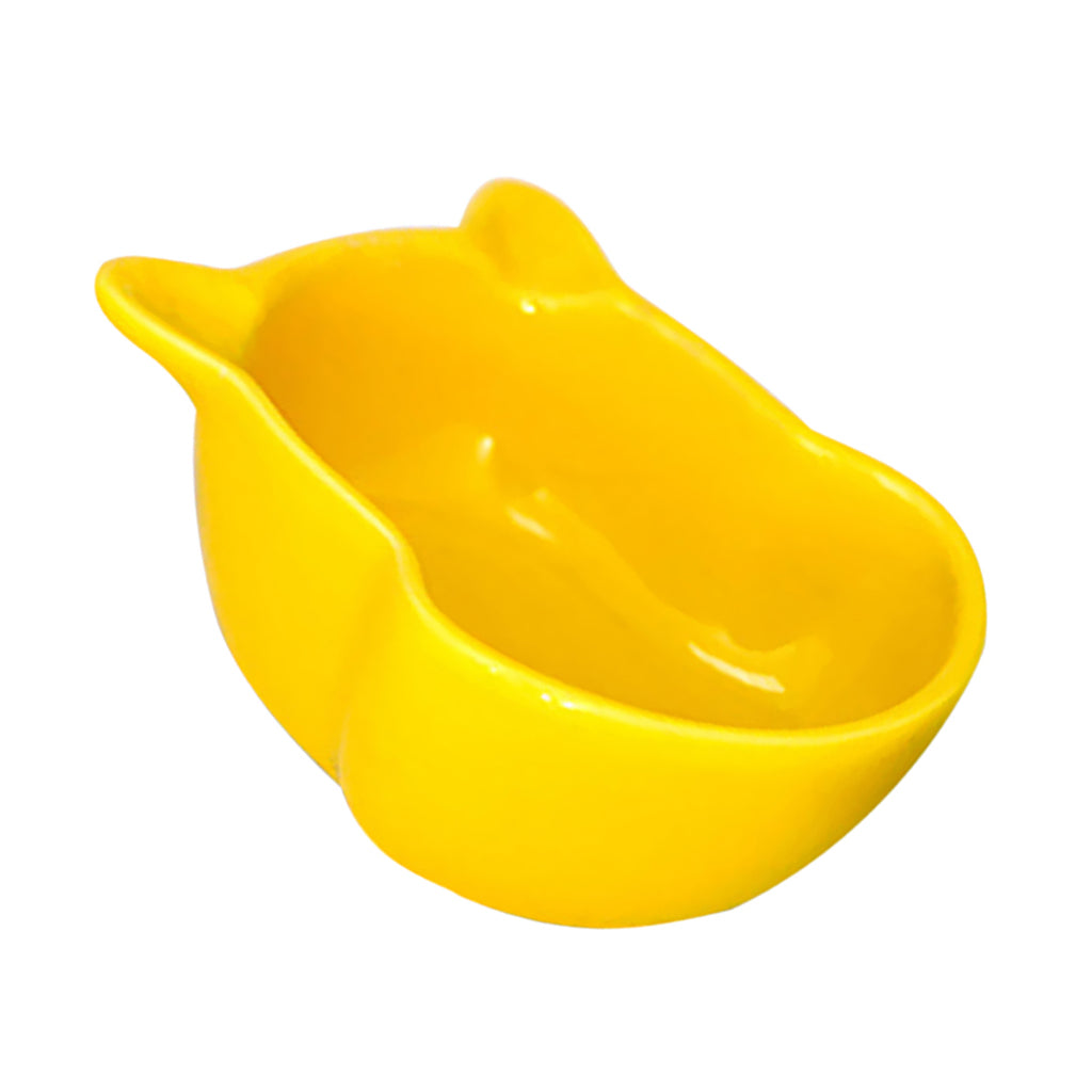 Small Ceramic Bowl Pet Hamster Rabbit Corner Feeder Feeding Bowl Dish Yellow