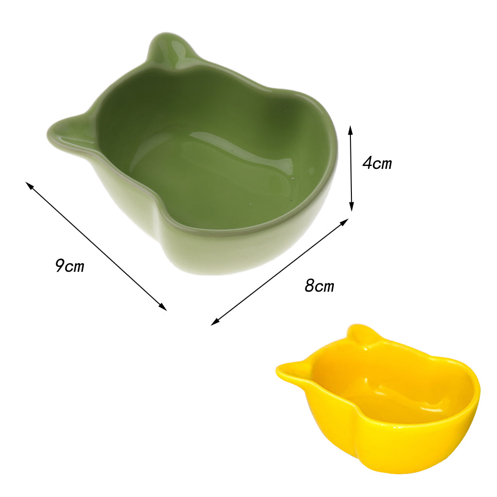 Small Ceramic Bowl Pet Hamster Rabbit Corner Feeder Feeding Bowl Dish Yellow