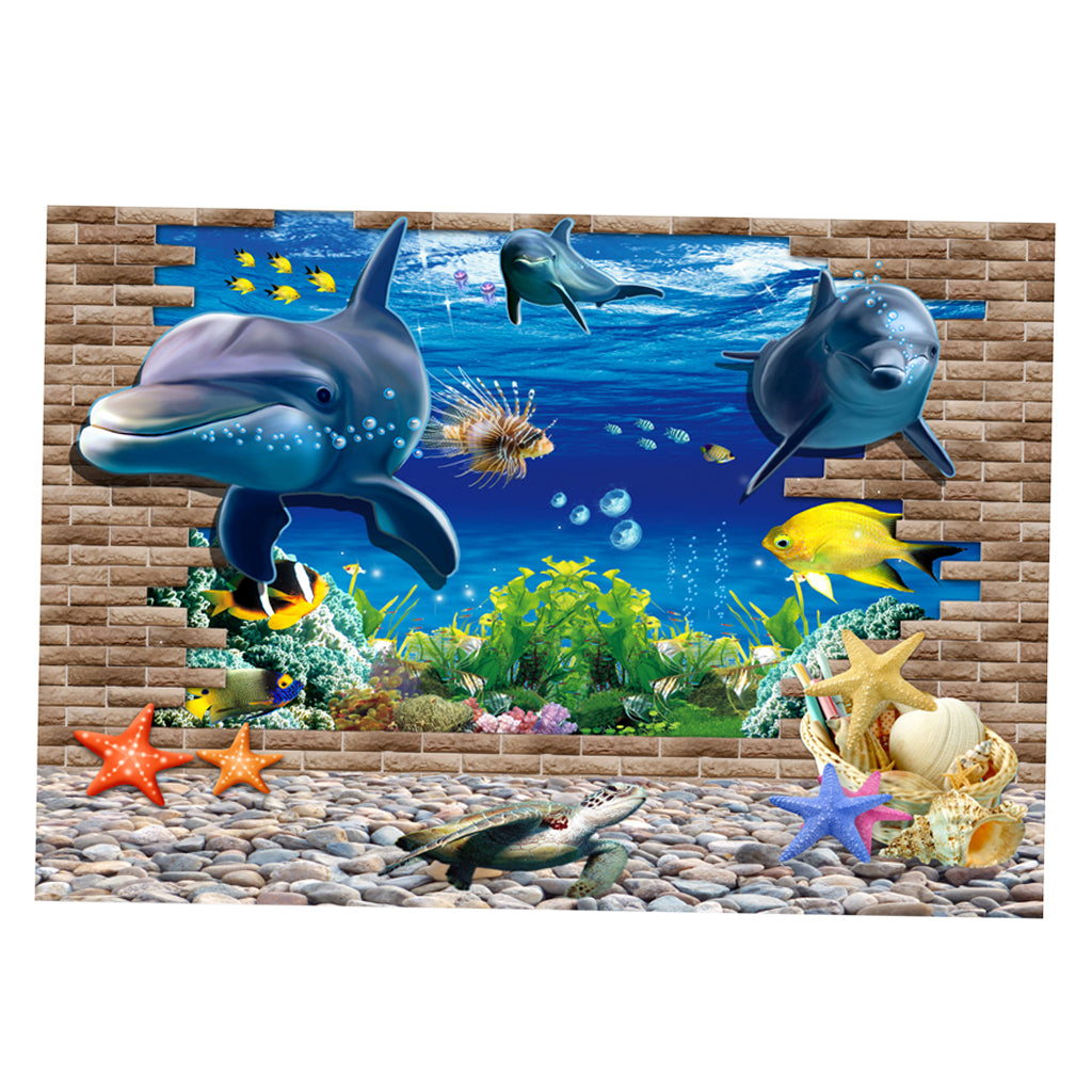 PVC Aquarium Adhesive Background Sticker Fish Tank Decor Underwater World S