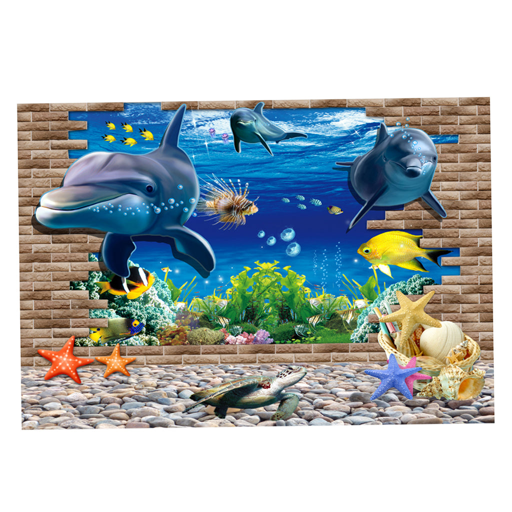 PVC Aquarium Adhesive Background Sticker Fish Tank Decor Underwater World S