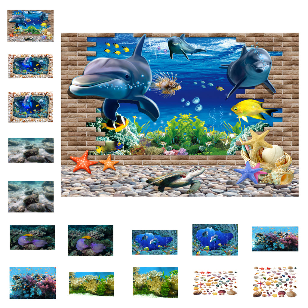 PVC Aquarium Adhesive Background Sticker Fish Tank Decor Underwater World S